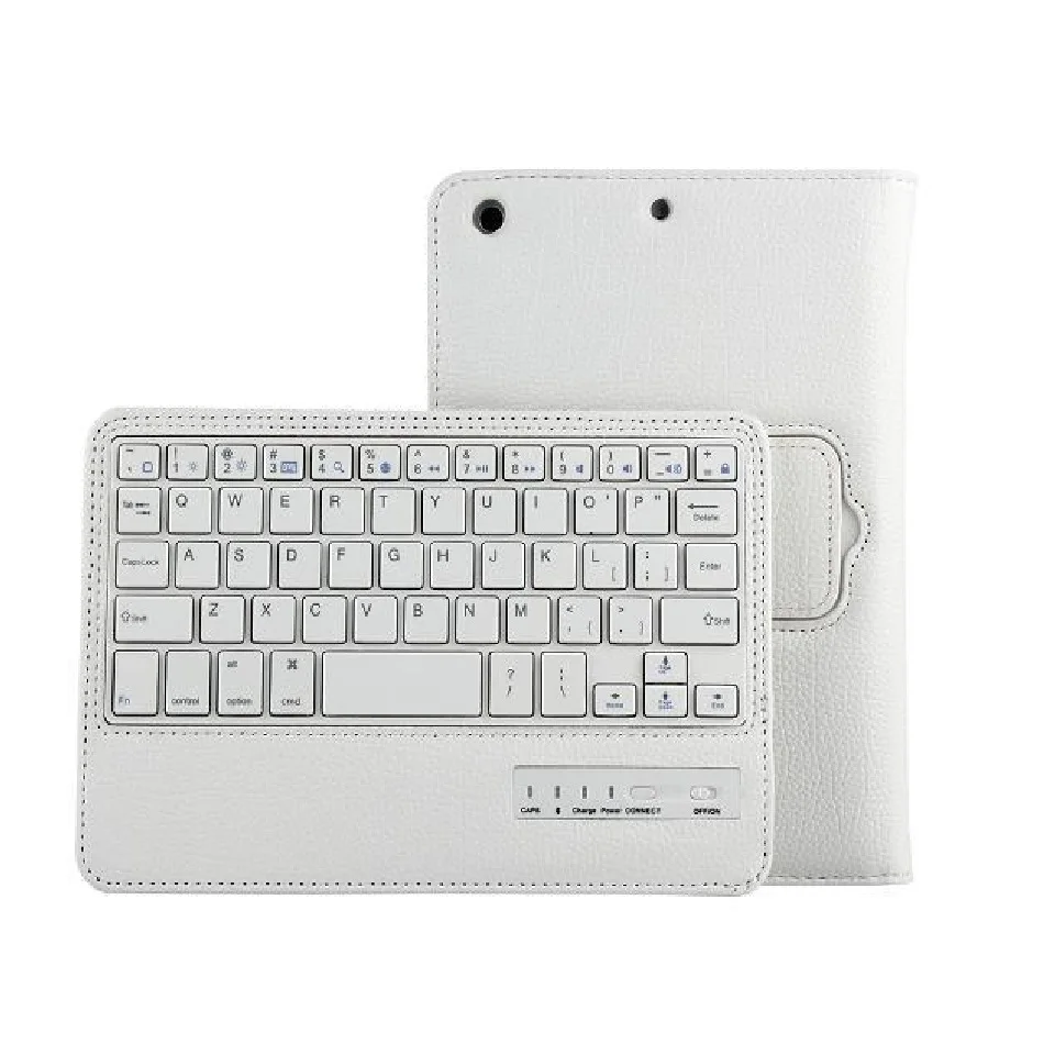 White 7,9 ''съемный чехол для iPad mini 2 mini 3 чехол с клавиатурой Bluetooth PU кожаный чехол для iPad mini 1 2 3 чехол для клавиатуры - Color: White