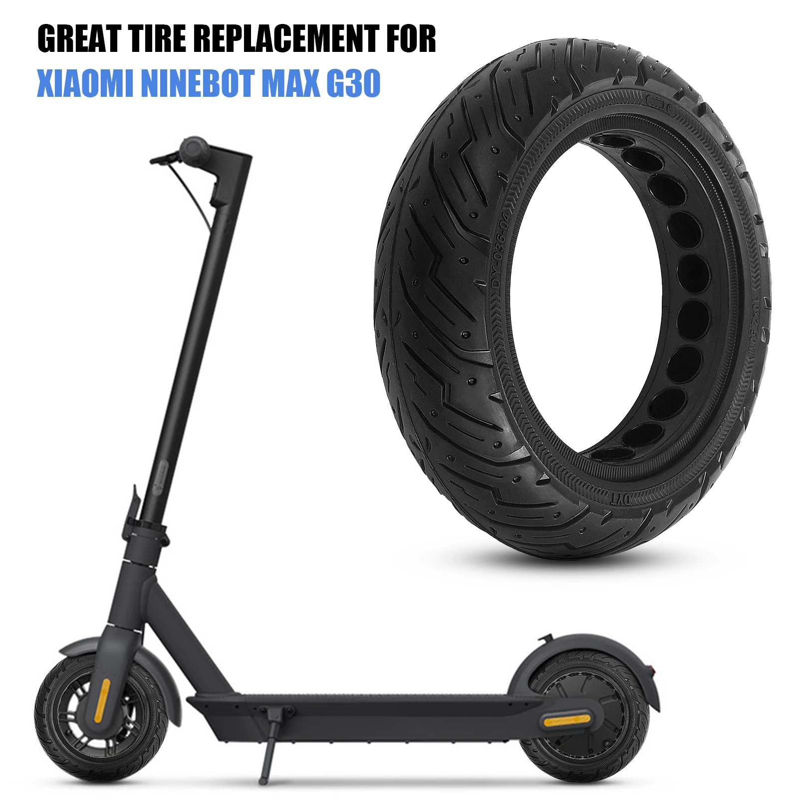 

10 x 2.5m Solid Tire High Intensity Rubber Tire With Honeycomb Hole Replacement for Xiaomi Ninebot Max G30 Electric Scooter