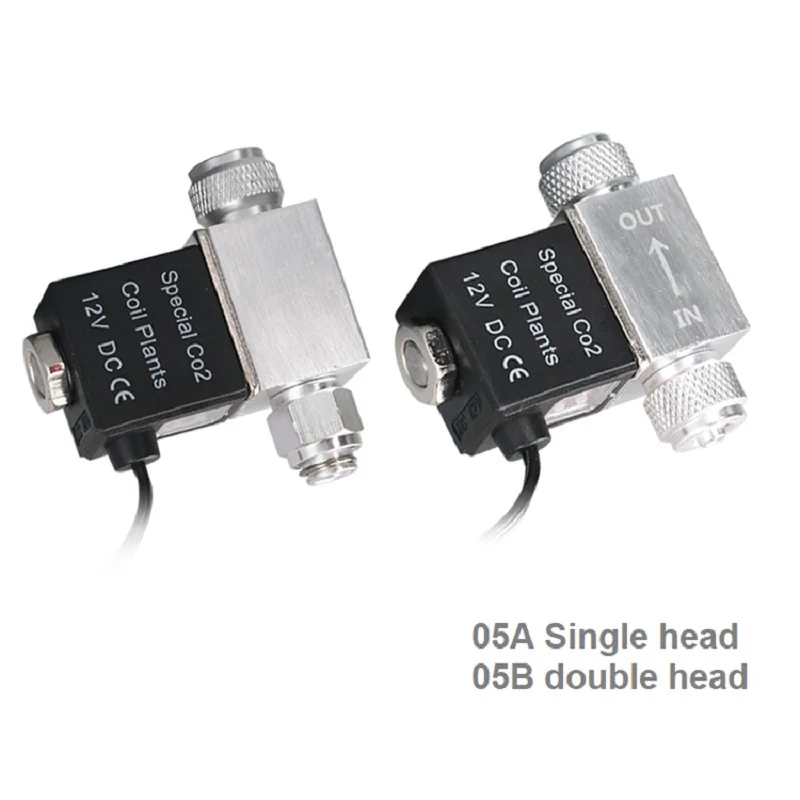 

Aquarium CO2 Solenoid Valve Regulator Aluminum Alloy Single Double Head One-way Control Device 110v/220v Fish Plant Tank