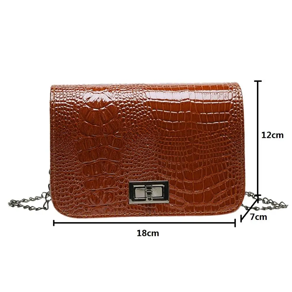 

Retro Alligator Crossbody Bags For Womens Crocodile Pattern Handbag Casual Crocodile Chain Shoulder Bags Leather Purse #15