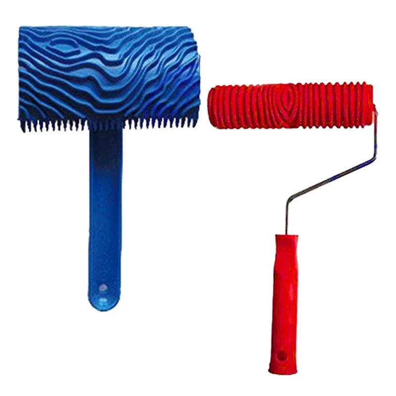 

Graining Painting Tool with Handle Rubber Empaistic Wood Pattern Paint Roller