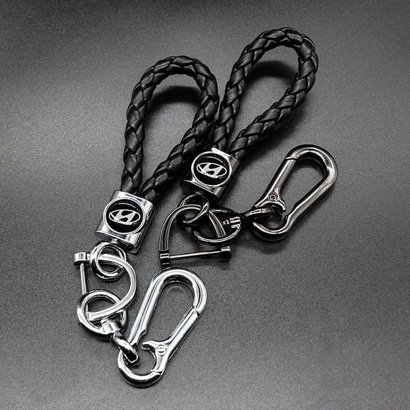 

Braided rope car keychain detachable metal 360 degree rotating horseshoe buckle men's keychain gift suitable for HYUNDAI-logo