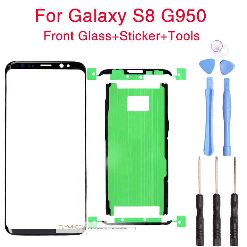 1 шт. экран Сенсорная панель Замена для samsung Galaxy S8 S9 S10 Plus G950F G960 G965 передняя внешняя стеклянная линза с наклейкой+ инструмент - Цвет: S8 Sticker Tool