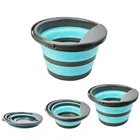 Складное ведро для воды с прочной ручкой, портативное складное ведро большой емкости 4 л10 л, автомойка для отдыха на открытом воздухе, походов