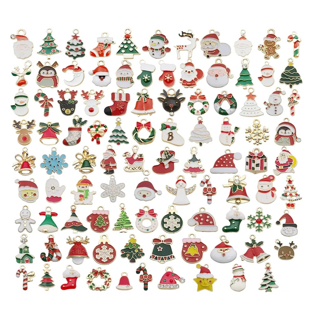 

96 Pcs Mixed Christmas Charms Christmas DIY Jewelry Pendants for Jewelry Bracelet Necklace Earring Craft Making Supplies