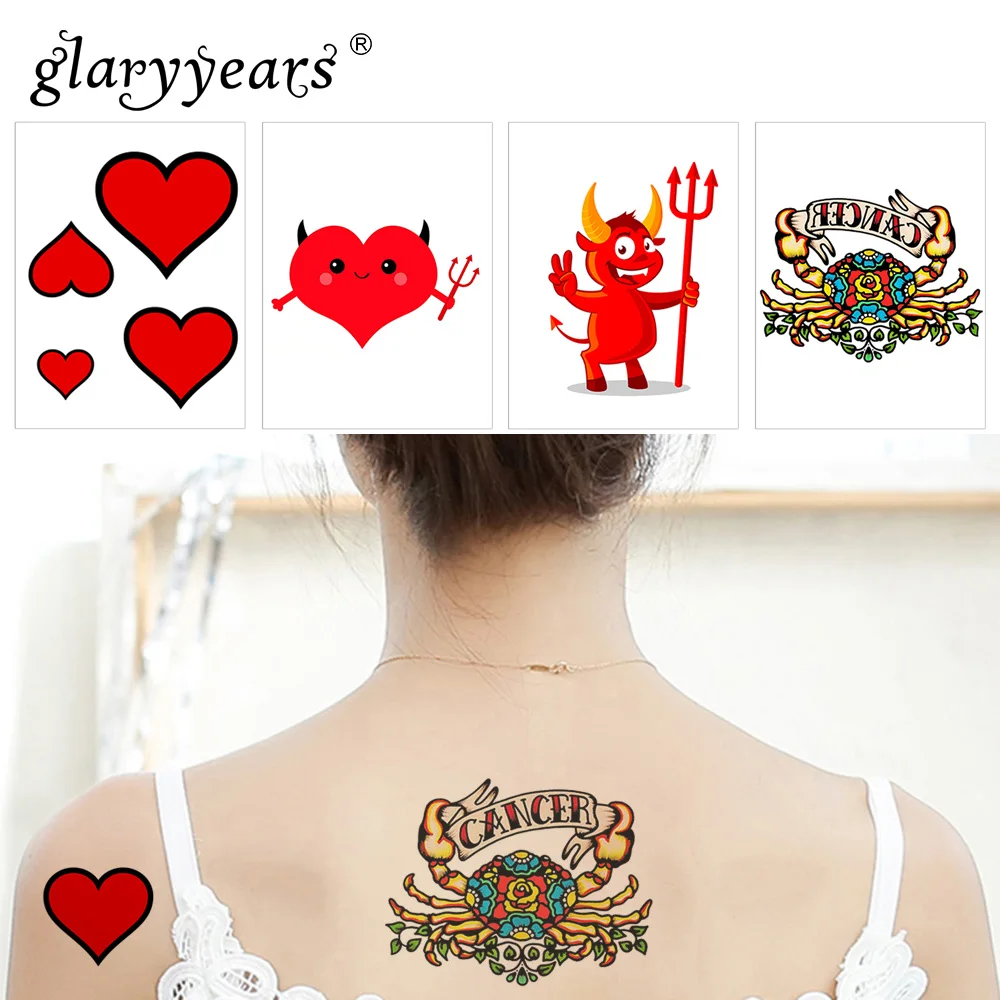 1 лист временная татуировка glaryyears наклейка красная искусственная горячая любовь