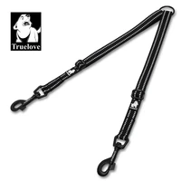truelove double dog leash nylon reflective webbing adjustable zinc alloy hook suitable for training pet to run product tll2371