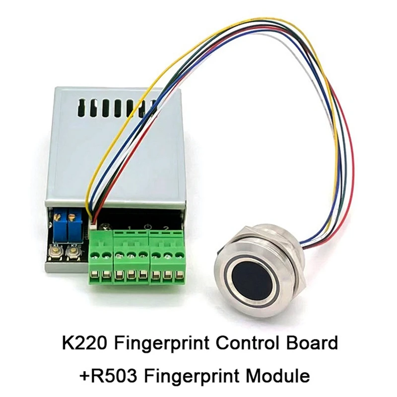 

K220+R503 DC10-24V Two Relay Output with Administrator/User Fingerprint Access Control Board 0.5-60S-Normally Open Relay