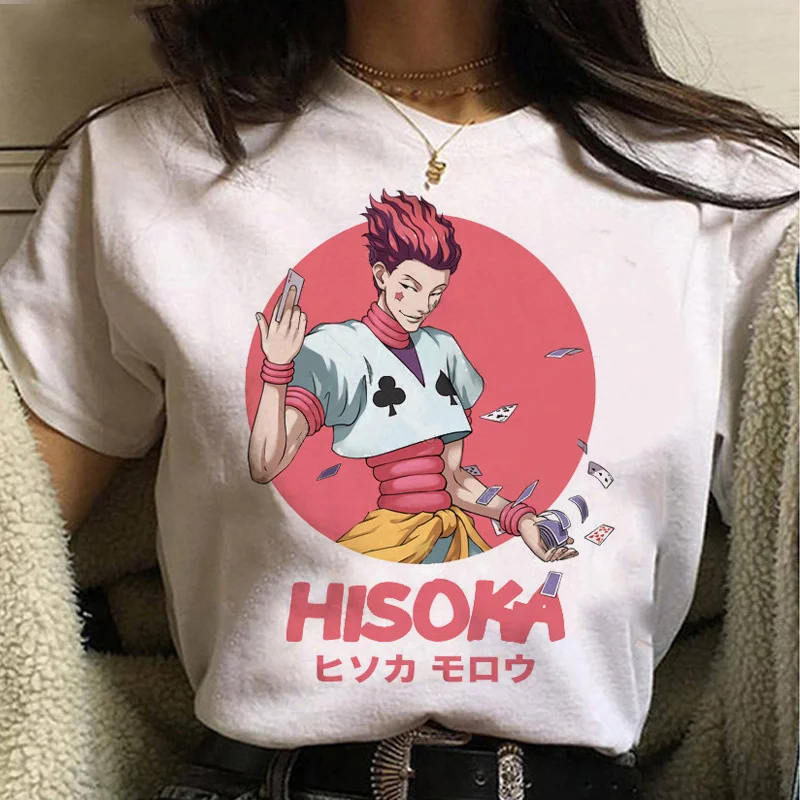 

Женская футболка HISOKA MOROW с принтом, милый летний топ, мультяшная футболка, популярная женская футболка с рисунком героев аниме Hunter X футболка...
