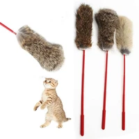 pet toys plush soft funny cat trailer imfunitation rabbit fur kitten jumping magic wand catcher notice stick cat interactive toy