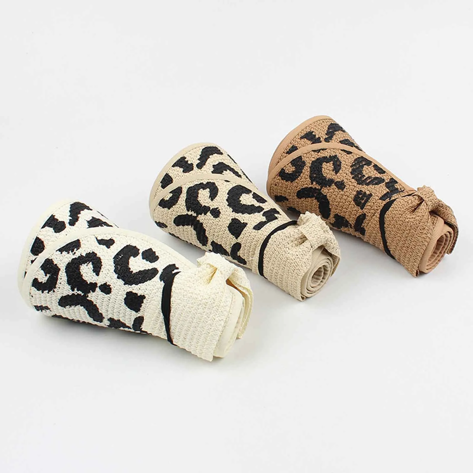 

Women Leopard Print Empty Top Hat Foldable Sunscreen For Seaside Vacation Cap Top Hollow To Let Out Hair Wide Brim Lady Hat