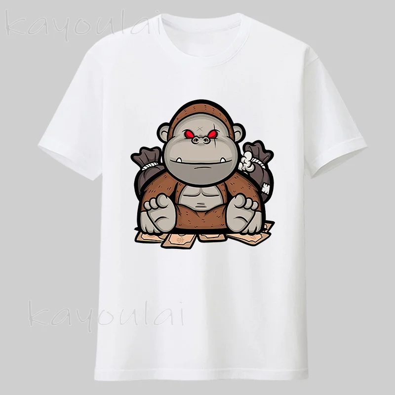

Wholesale Summer Retro 100% Cotton O Neck T Shirts Men's Rich Gorilla With Money Printing Graphic Streetwear Tshirt