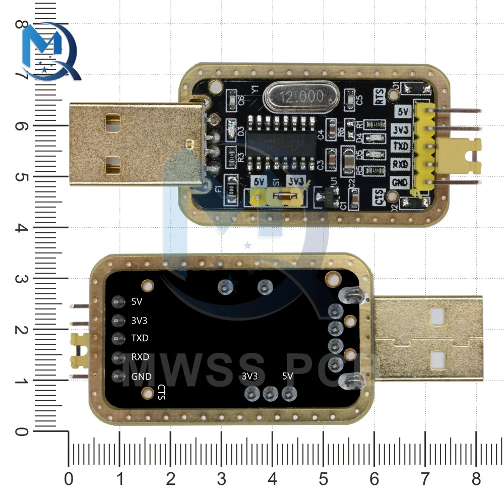 Модуль CH340G USB в TTL конвертер адаптер платы UART серийного порта 3.3V 5V с индикатором питания для Arduino.