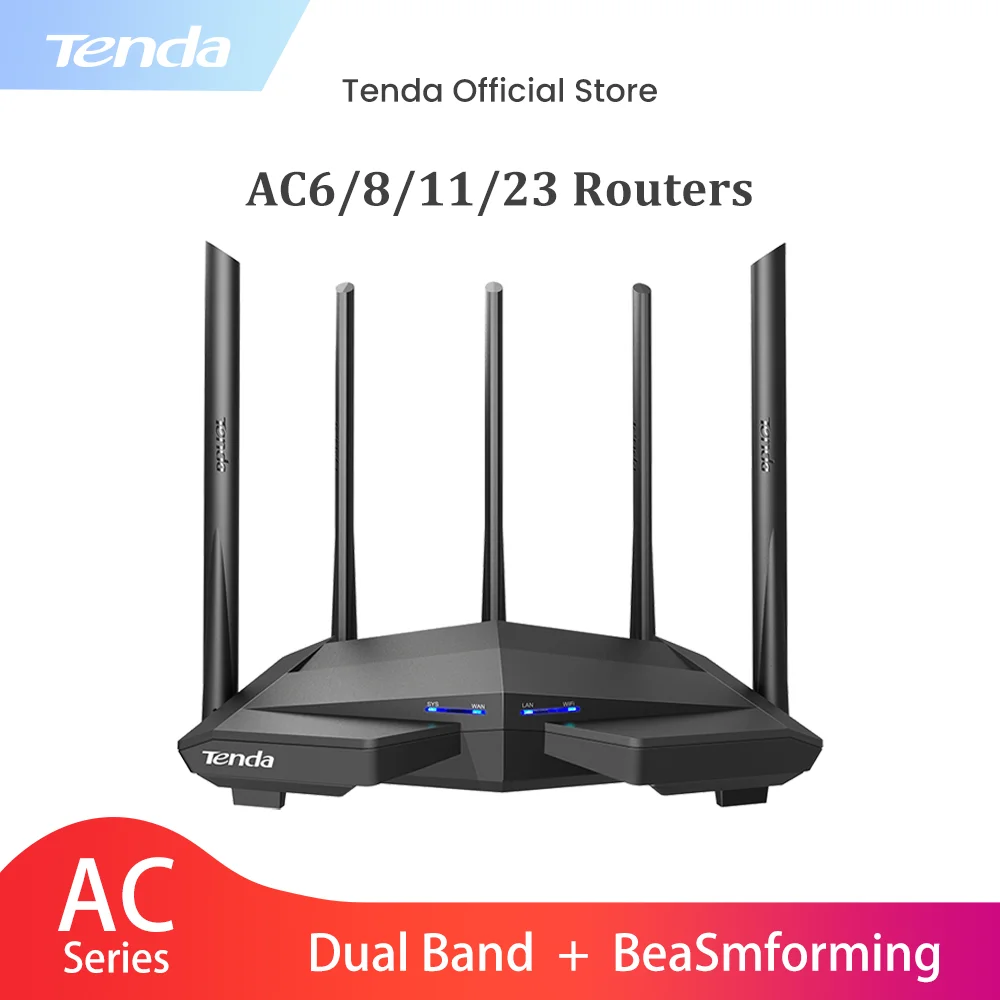 

Tenda AC23/11/8/6 Gigabit Dual-Band Wireless Router Wifi Repeater with 7*6dBi High Gain Antennas Wider Coverage, Easy setup