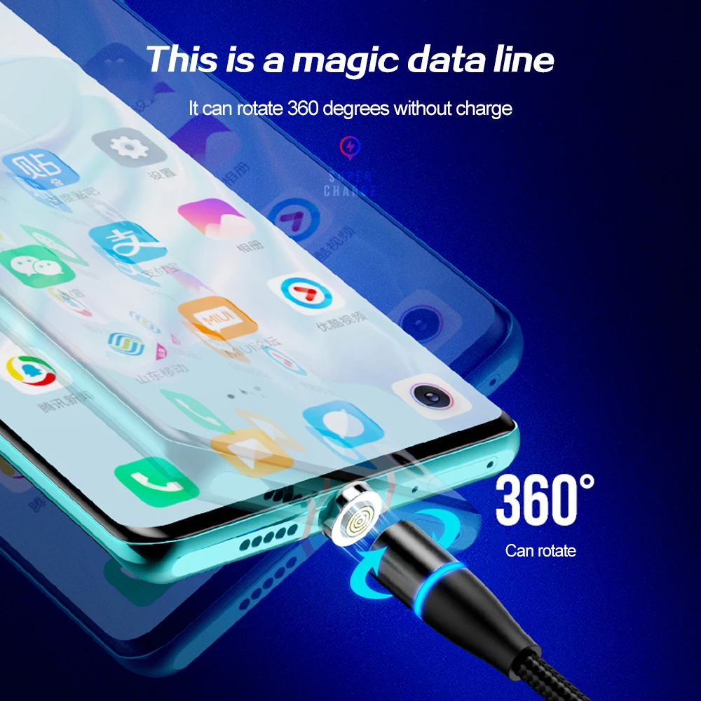 Магнитный кабель USB C 5A суперзарядка 40 Вт Тип магнитное зарядное устройство