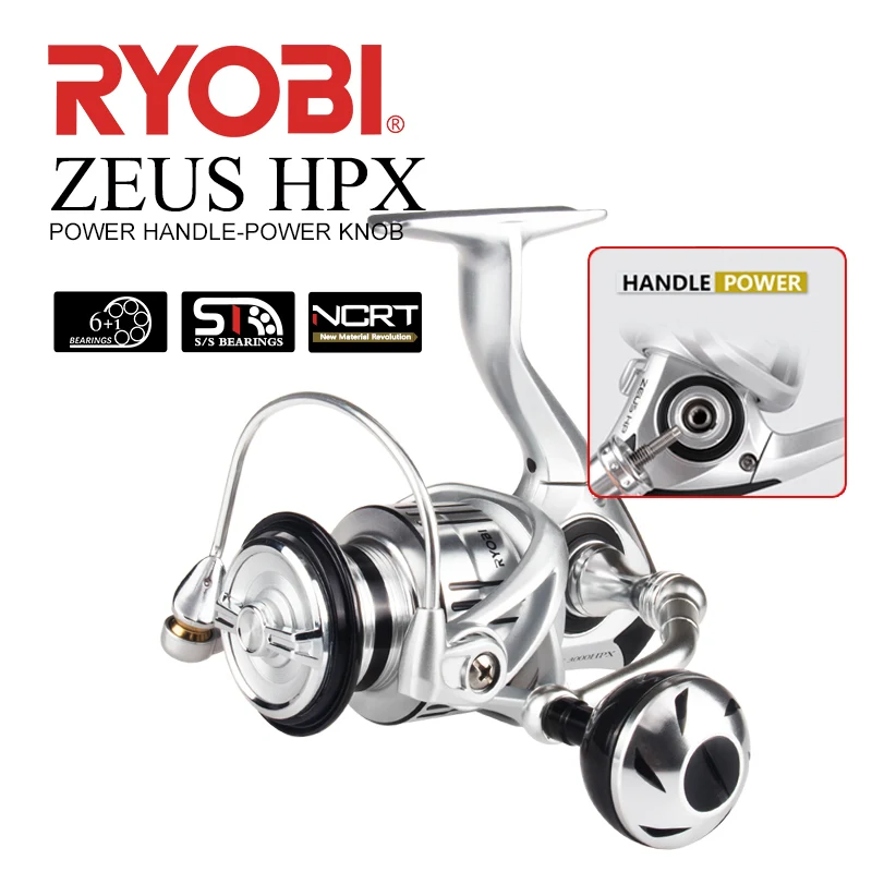 RYOBI ZEUS HPX Spinning Fishing Reels1000-8000 Gear Ratio 5.1:1/5.0:1 6+1BB Max Drag 6kg-12kg Power Handle and Knob Reel Fishing