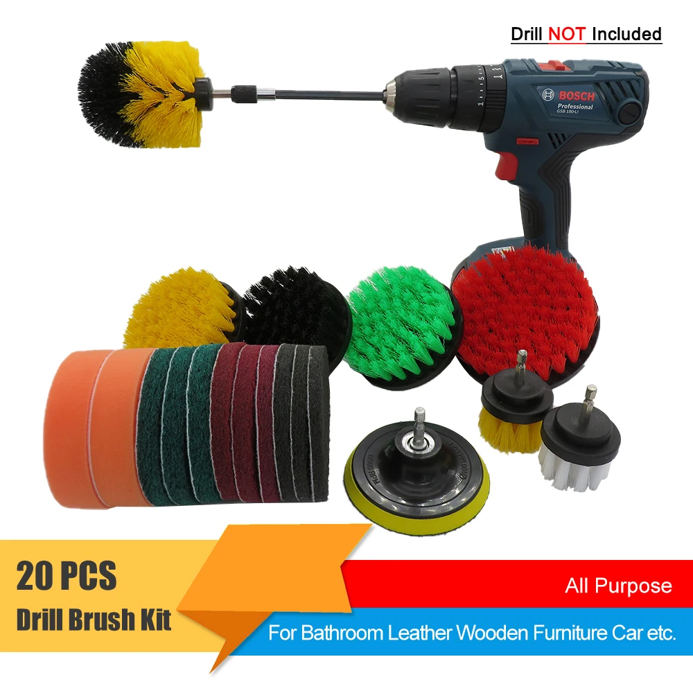 20 шт. насадки для дрели набор скрабов и губки щетка скруббера очистки плитки