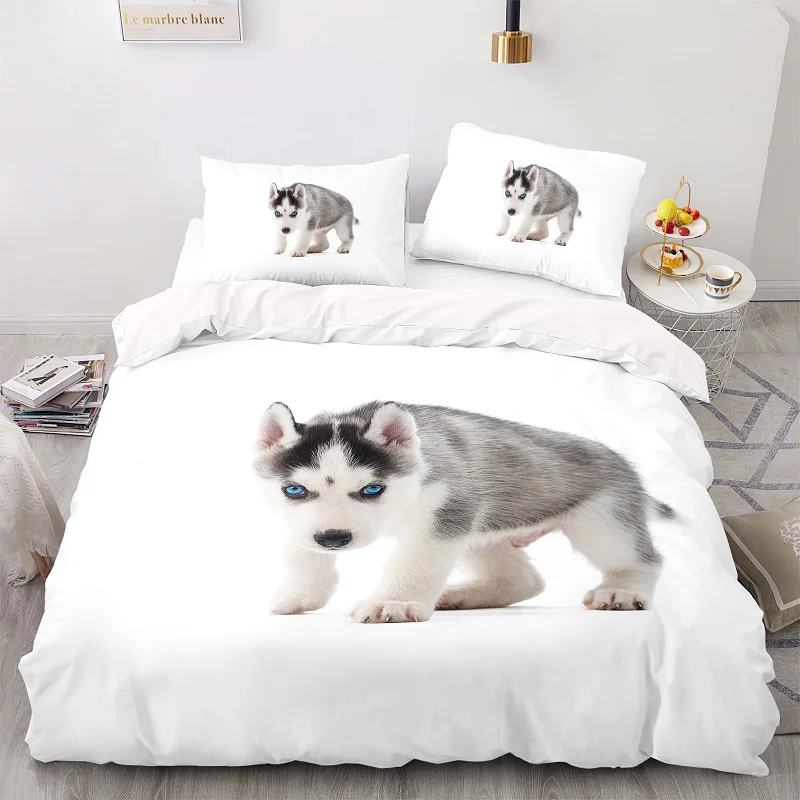 

3D Print Three Cute Puppies Pattern 200200 Duvet Cover Set With Pillowcase, 210210 Quilt Cover, Extra Large Bedding Set