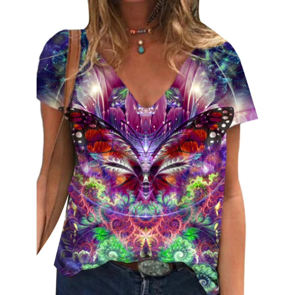 

2021 летний модный женский топ на бретелях с v-образным вырезом, футболка с цветочным принтом бабочки, короткие шорты, женские повседневные фу...