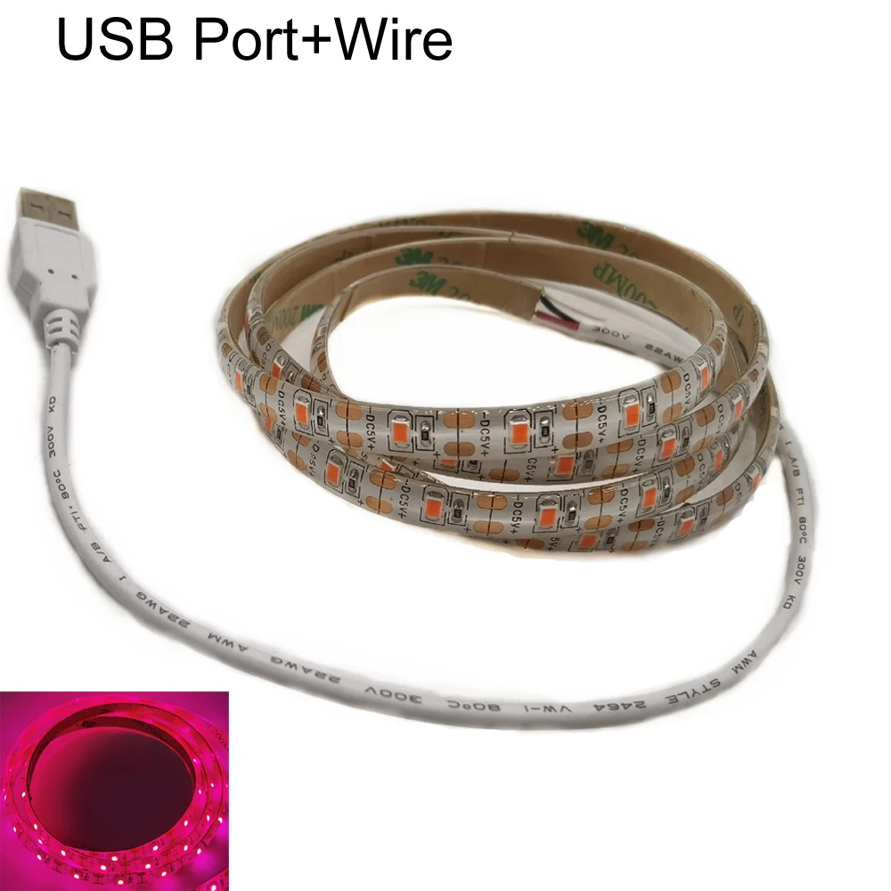USB светодиодный полоса 1 метр провод SMD3528 светильник 5V адаптер переменного тока