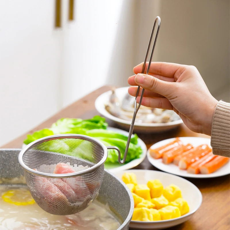 

New Hot Pot Colander Wall Mounted Cooking Skimmer Stainless Steel Food Pasta Filter French Fries Strainer Spoon Kitchen Utensils