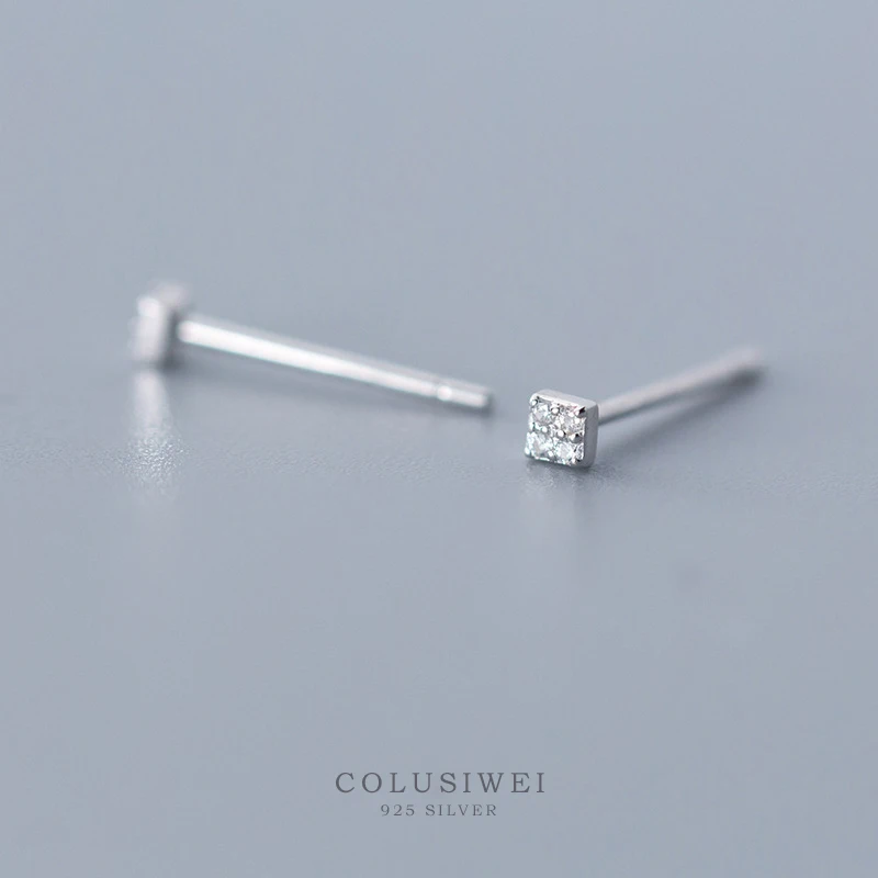 Colusiwei реальные 925 стерлингового серебра сверкающими камнями в форме квадрата