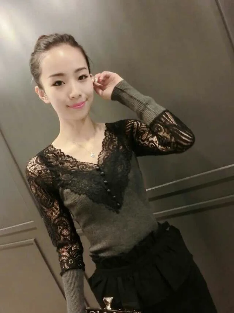 

Full Sleeves Top for Women Ladies Blouse 2020 Fashion V Round Neck Long Sleeve Shirt Blouse Hollow Out Blusa Mujer Elegante