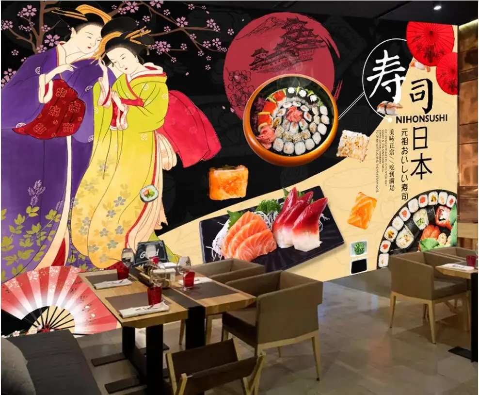 Настенная бумага 3 d домашний декор роспись на заказ японский Ресторан Суши Mt. Fuji