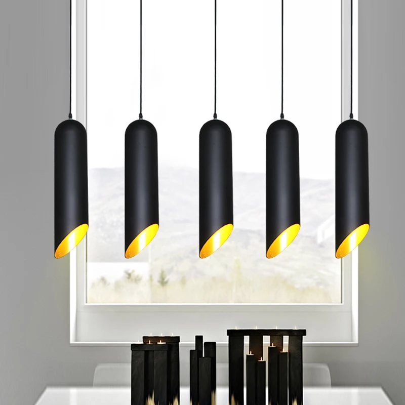 Современный цилиндрический алюминиевый подвесной светодиодный светильник