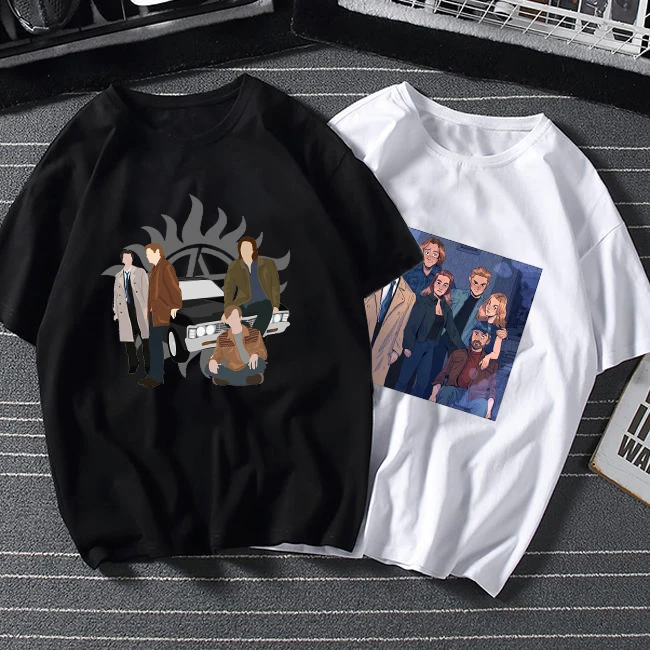 

Harajuku Streetwear T Shirt Men SUPERNATURAL TV Shirt Hip Hop Graphic Aesthetic Tees Cartoon Tshirt Male Clothing