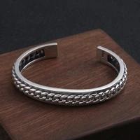 genuine 925 sterling silver jewelry trend fashion men and women bracelet thai silver simple woven open bracelet