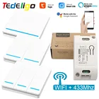 Tuya Smart Life Wi-Fi RF 220 релейный ресивер и 433 МГц кнопочный настенный выключатель Панель совместим с Google Home, Alexa для освещения
