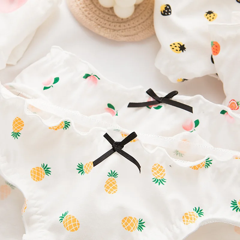 Women Sexy pineapple Panties Cotton high quality white Knickers Lotus leaf lady Strawberry Briefs Underwear fruit Lingeries 2020 | Женская