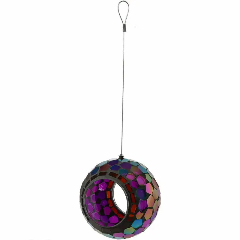 

Hanging bird feeder outdoor round glass mosaic garden design-6 inches