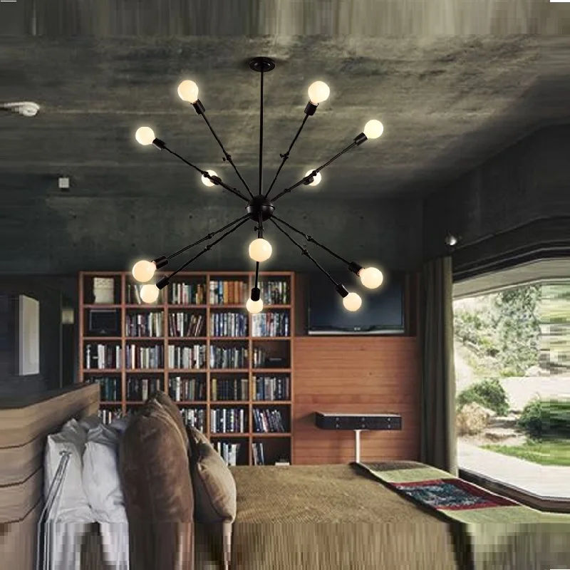 Скандинавский ретро современный подвесной светильник черная металлическая