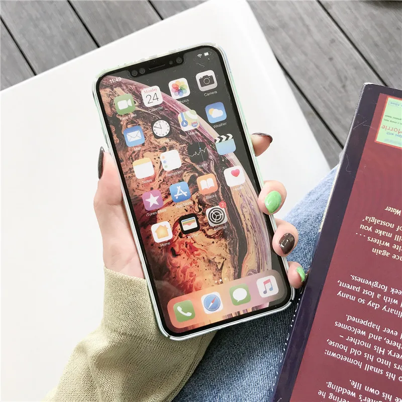 Hard PC Phone Case For iPhnoe 7 8 6 6s Plus Cactus Flower Leaf Cover For iPhone X XS Max XR Candy Color Full Cover Capa