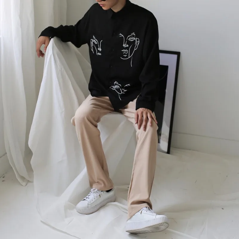 

Women Men Blouse Shirt 2020 Summer Face Printed Shirts Women Tops Clothing for Couple