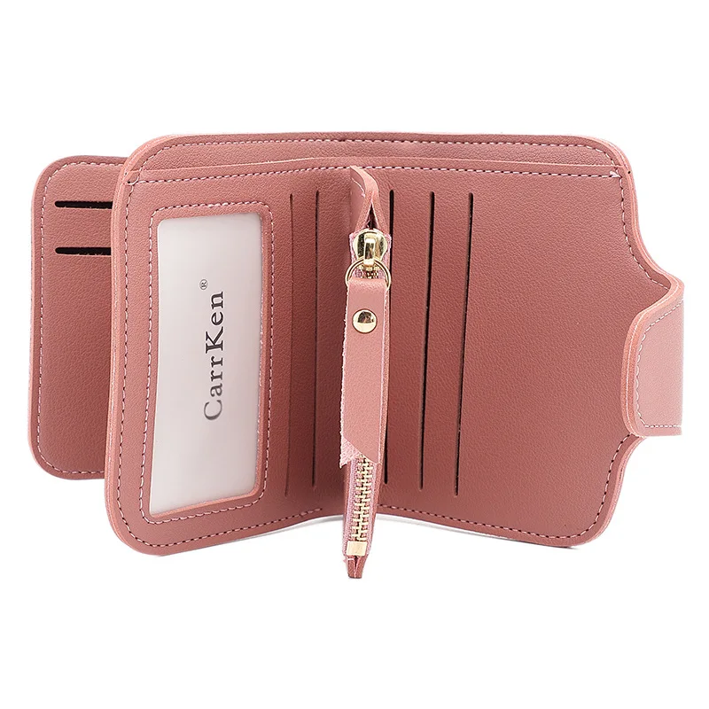 

New ladies wallet high quality PU vertical solid color zipper multifunctional card holder coin purse student wallet female