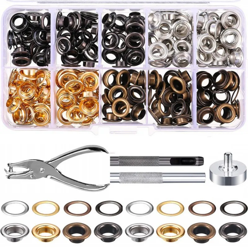 

200 Sets Install Tool And Storage Box Punch Hole Device Easy To Use For Tarps Fabric Canvas Clothing Paper Leather Home Products