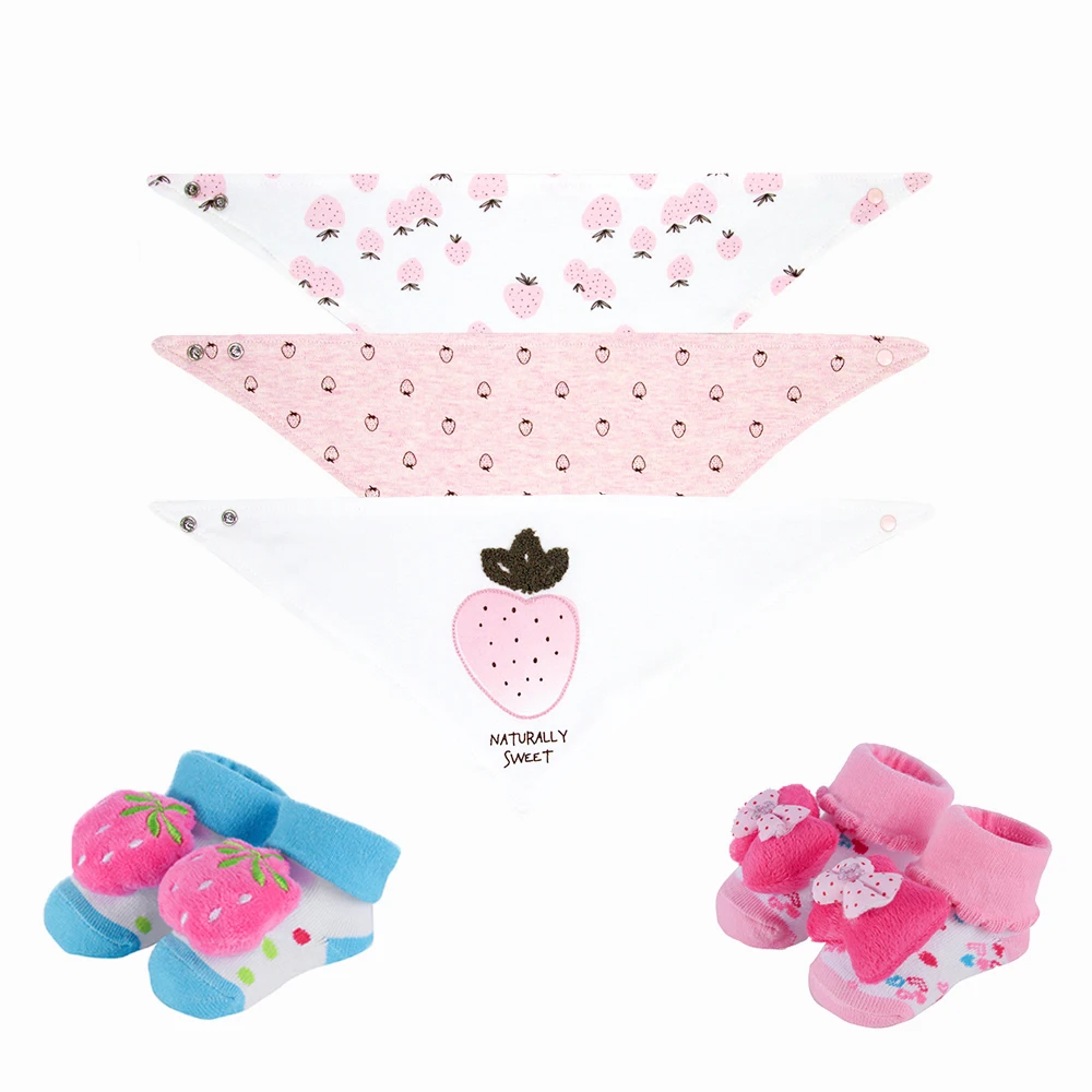 

5-piece Bibs & Sock set Newborn Baby Girl Accessories