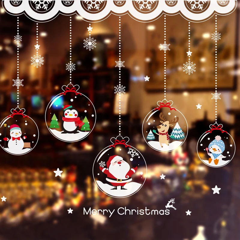 

[shijuekongjian] Father Christmas Window Stickers DIY Snowflake Ornaments Wall Decals for Living Room Shop Glass Decoration
