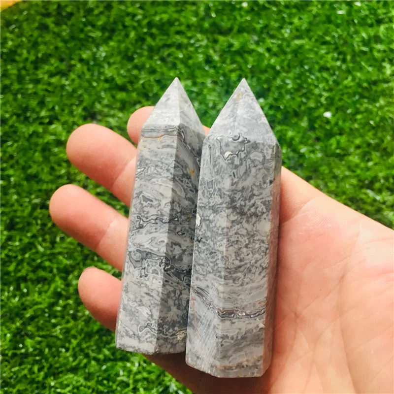 

7-9cm natural quartz obelisk crystal wand point healing stone 2pc