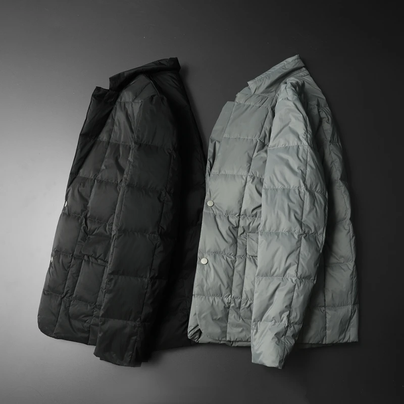 Мужская тонкая куртка BATMO на белом утином пуху большие размеры 80% 208 2019|Мужские