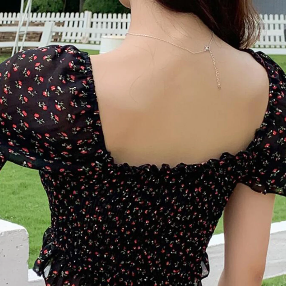 

Girl Summer Floral Print Ruffled Short Sleeve Drawstring Crop Top Blouse Shirt