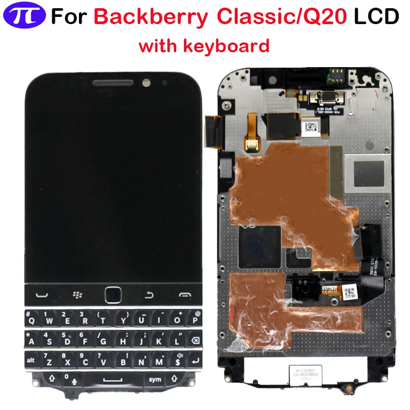 Для Blackberry Classic Q20 lcd с корпусом для клавиатуры, кодирующий преобразователь сенсорного экрана в сборе для Blackberry Classic lcd