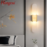 hongcui luxury wall sconces brass marble led modern wall light fixture indoor home decorative for bedroom living room office