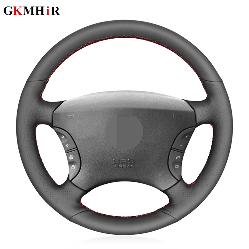 Чехол рулевого колеса автомобиля из черной искусственной кожи для Mercedes Benz S Class W220