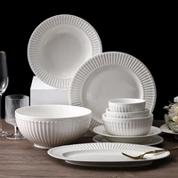 dinner plate ceramic white embossed tableware nordic simple dishes fish plate soup bowl home restaurant hotel tableware