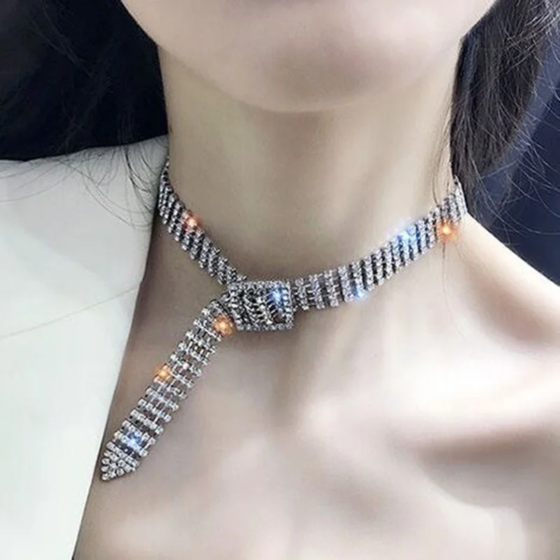 Модный женский двухсторонний Стразы ложный воротник шарф корейский