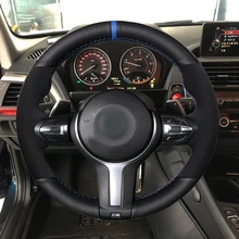 DIY Black Genuine Leather Suede Steering Wheel Cover for BMW M3 M4 M5 M6 F87 M2 X5 M F86 X6 M F33 F30 F80 F82 F12 F13 F85